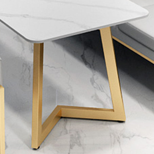 Traditional Luxury Style Dining Table White Sintered Stone Table for Dining Room