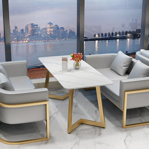 Traditional Luxury Style Dining Table White Sintered Stone Table for Dining Room