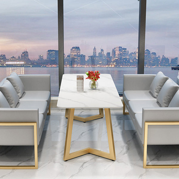 Traditional Luxury Style Dining Table White Sintered Stone Table for Dining Room