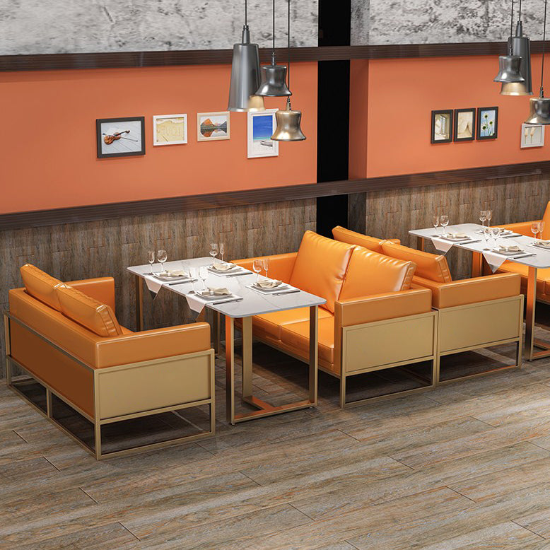 Industrial Rectangle Dining Table Sintered Stone Table with Double Pedestal for Dining Room