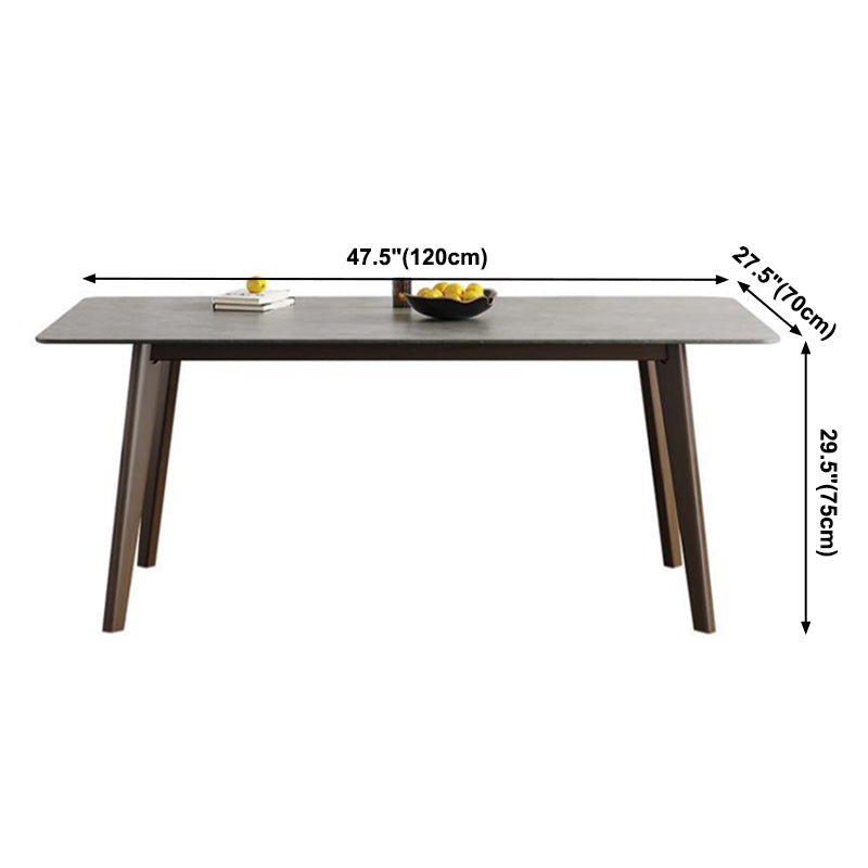 Mesa de comedor rectangular contemporánea de madera maciza mesa de piedra sinterizada con 4 patas