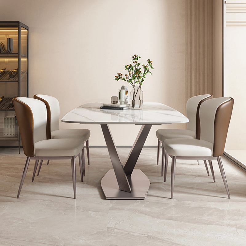 Glam Sintered Stone Küche Esstisch Weißer Küche Esstisch mit Sockelbasis