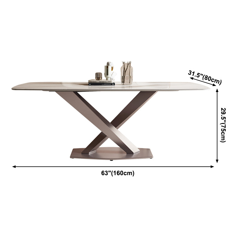 Glam Sintered Stone Küche Esstisch Weißer Küche Esstisch mit Sockelbasis