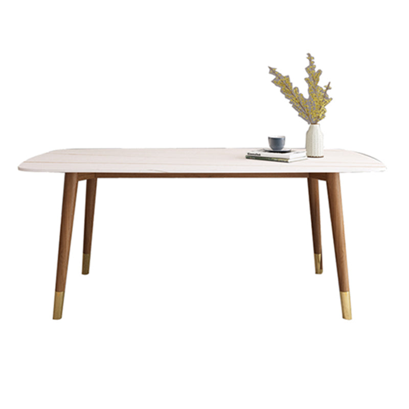 Table à manger Standard en pierre frittée de forme rectangulaire blanche Simple pour la cuisine