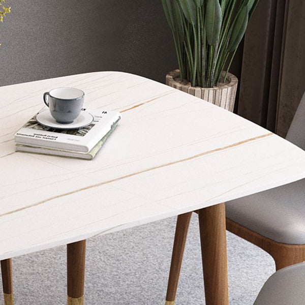 Table à manger Standard en pierre frittée de forme rectangulaire blanche Simple pour la cuisine