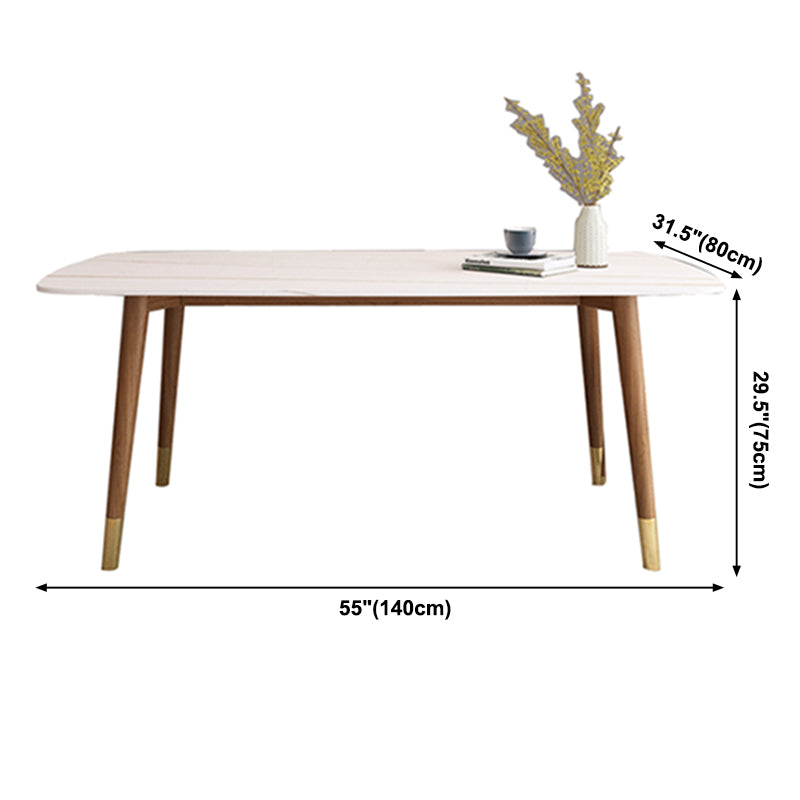 Table à manger Standard en pierre frittée de forme rectangulaire blanche Simple pour la cuisine