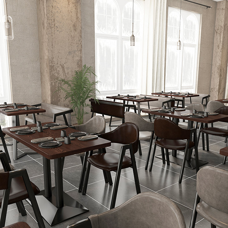 Industrial Wooden Dinner Room Kitchen Table Brown Table with Black Frame for Dining Room