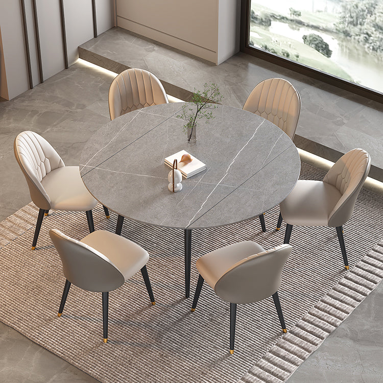 Table ronde supérieure en pierre péout pour le restaurant Table à manger moderne avec 4 jambes