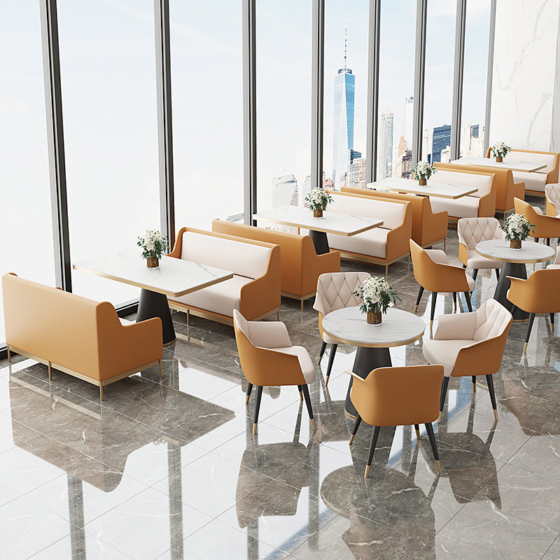 Traditional Luxury Style Dining Table White Sintered Stone Table with Black Frame