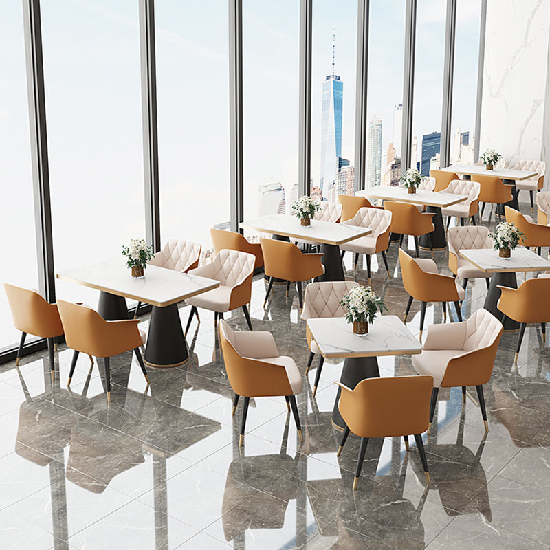 Traditional Luxury Style Dining Table White Sintered Stone Table with Black Frame