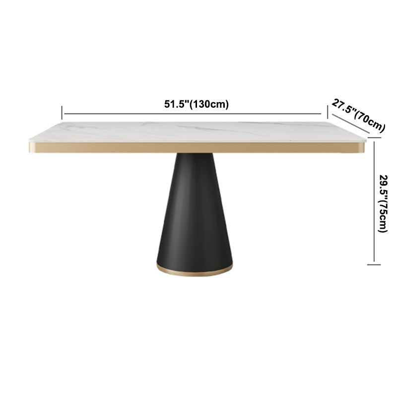 Traditional Luxury Style Dining Table White Sintered Stone Table with Black Frame