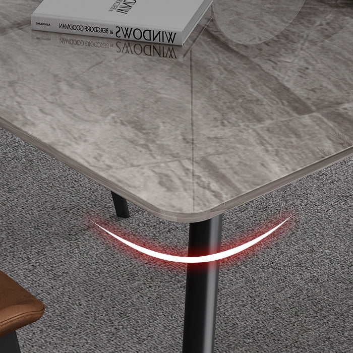 Industrial Style Sintered Stone Dining Table Carbon Steel 4 Legs Base Rectangle Table for Home