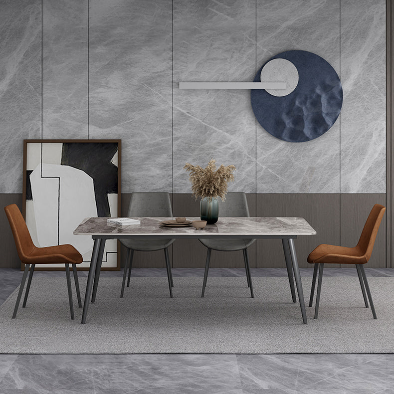 Industrial Style Sintered Stone Dining Table Carbon Steel 4 Legs Base Rectangle Table for Home