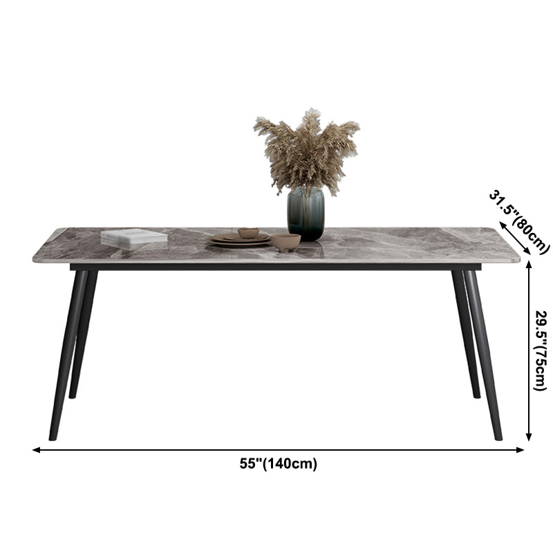 Industrial Style Sintered Stone Dining Table Carbon Steel 4 Legs Base Rectangle Table for Home