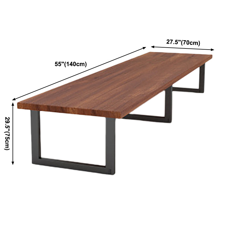Mesa de comedor de rectángulo industrial de metal mesa de madera maciza para comedor