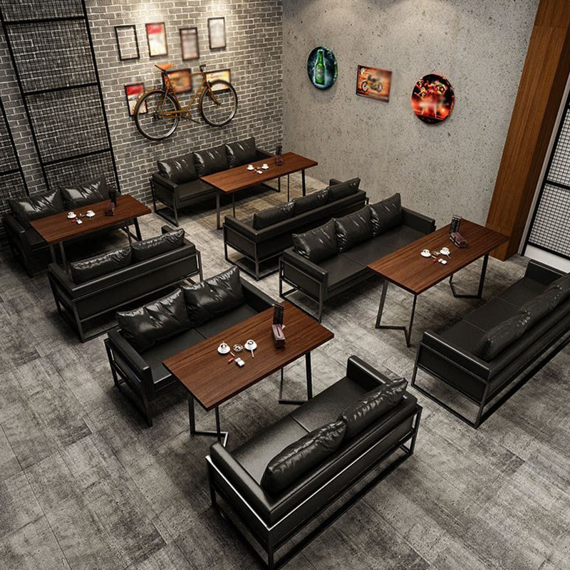 Industrial Solid Wood Dinner Room Kitchen Table Brown Table with Black Frame