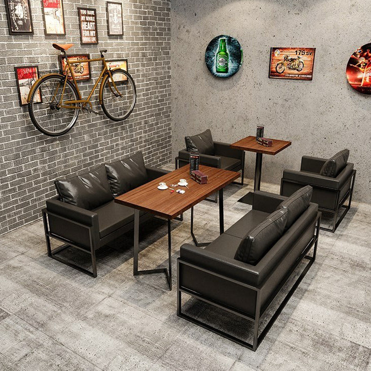 Industrial Solid Wood Dinner Room Kitchen Table Brown Table with Black Frame