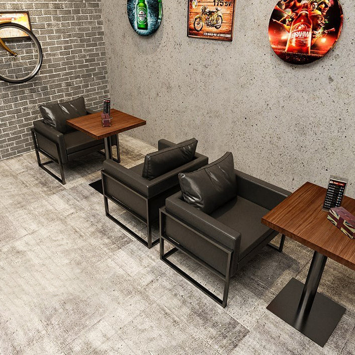Industrial Solid Wood Dinner Room Kitchen Table Brown Table with Black Frame