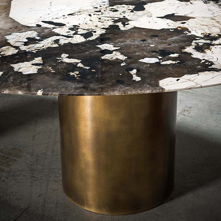 Oval Sintered Stone Dining Table Luxury Kitchen Table with Metal 3 Legs