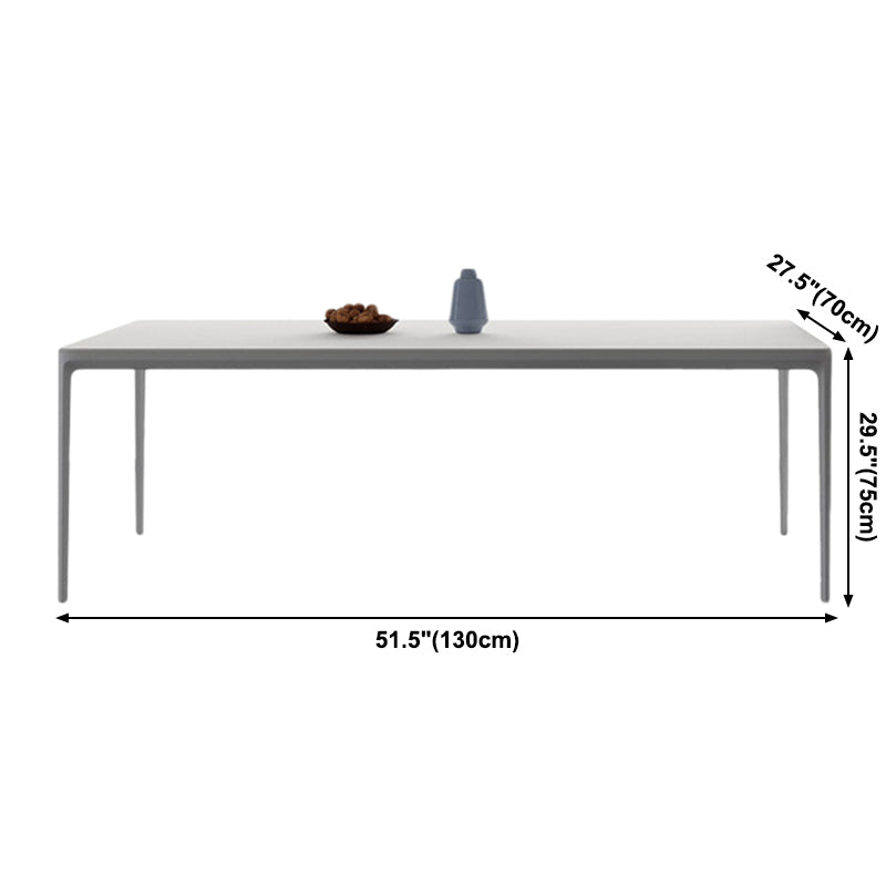 Metal Contemporary Rectangular Dining Table High Gloss White Sintered Stone Table with Metal Legs