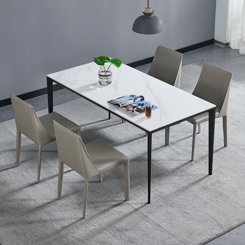 Industrial Style Sintered Stone Dining Table Aviation Aluminum Base Rectangle Table for Home