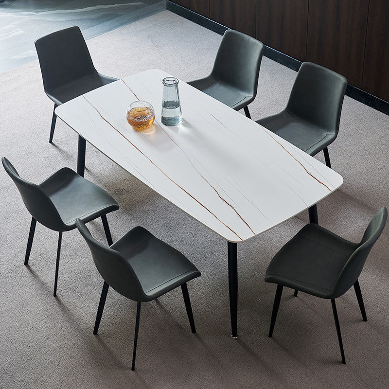 Eenvoudige stijl thuis gesinterde stenen eettafel koolstofstalen basis rechthoektafel