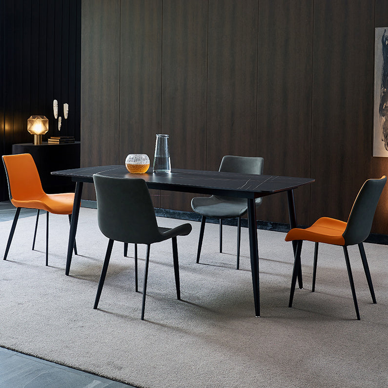 Eenvoudige stijl thuis gesinterde stenen eettafel koolstofstalen basis rechthoektafel