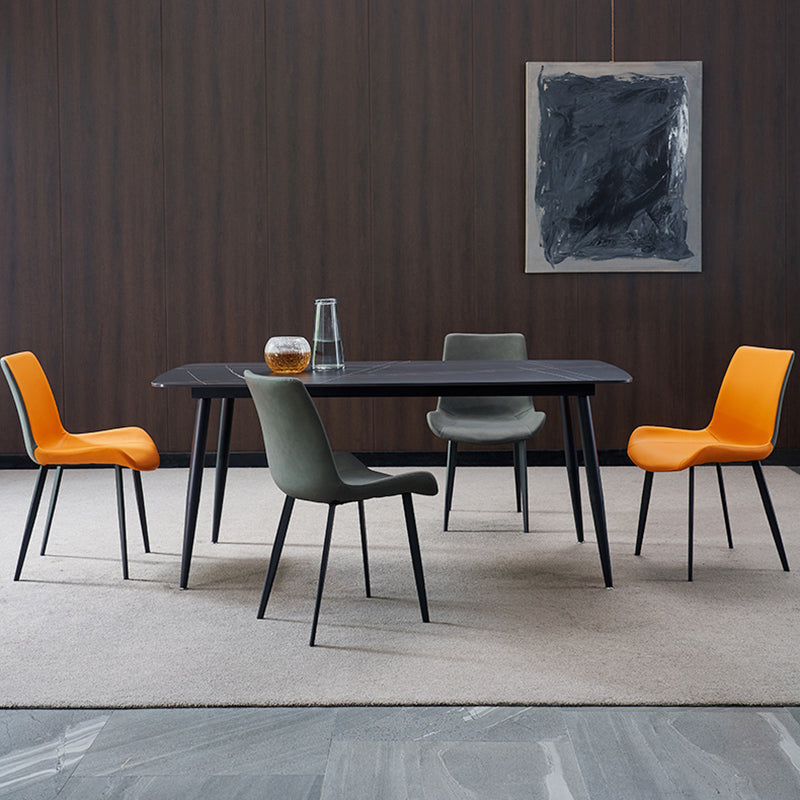 Eenvoudige stijl thuis gesinterde stenen eettafel koolstofstalen basis rechthoektafel