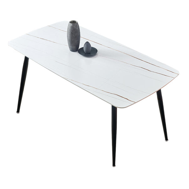 Eenvoudige stijl thuis gesinterde stenen eettafel koolstofstalen basis rechthoektafel