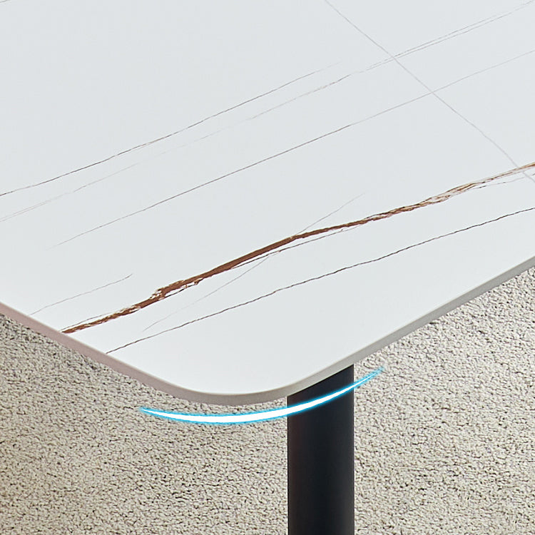 Eenvoudige stijl thuis gesinterde stenen eettafel koolstofstalen basis rechthoektafel