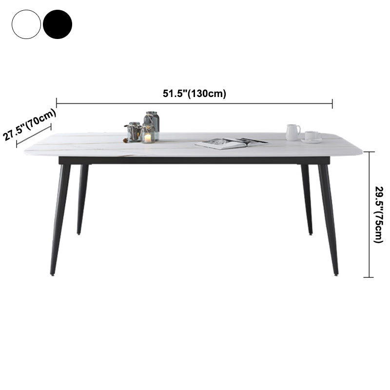 Eenvoudige stijl thuis gesinterde stenen eettafel koolstofstalen basis rechthoektafel
