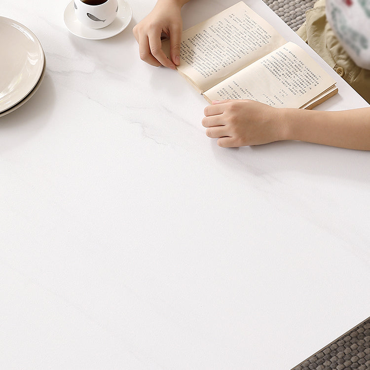 White Tone Dining Table Sintered Stone Table Industrial Style with 4 Legs