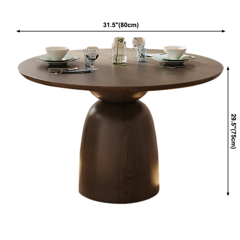 Round Solid Wood Brown Dining Table Simplicity Pedestal Table for Dining Room
