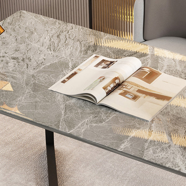 Double Pedestal Dining Table Industrial Style Stone Dining Room Collection for Indoor