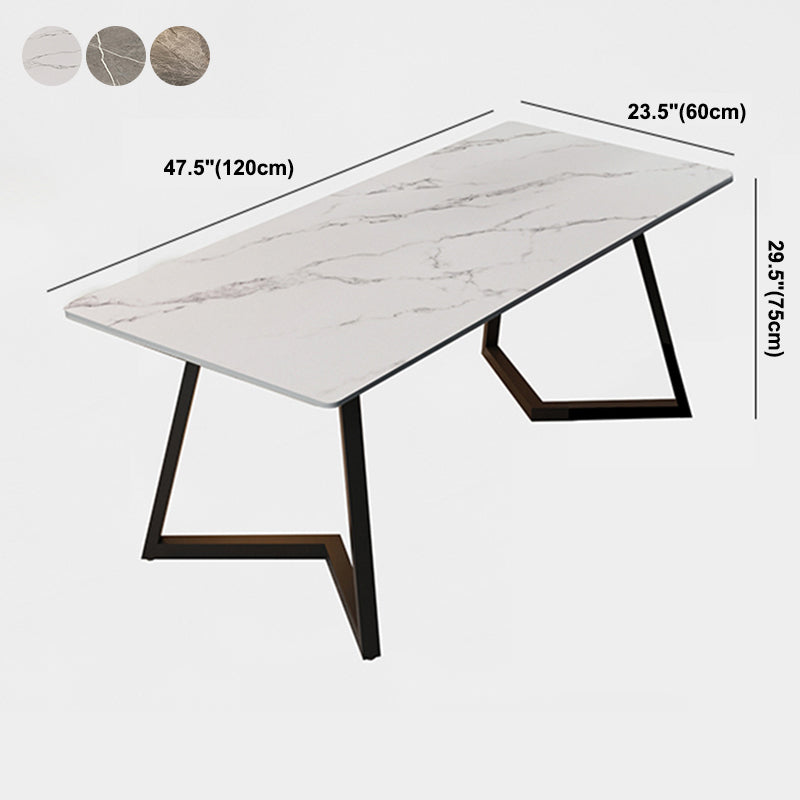 Double Pedestal Dining Table Industrial Style Stone Dining Room Collection for Indoor