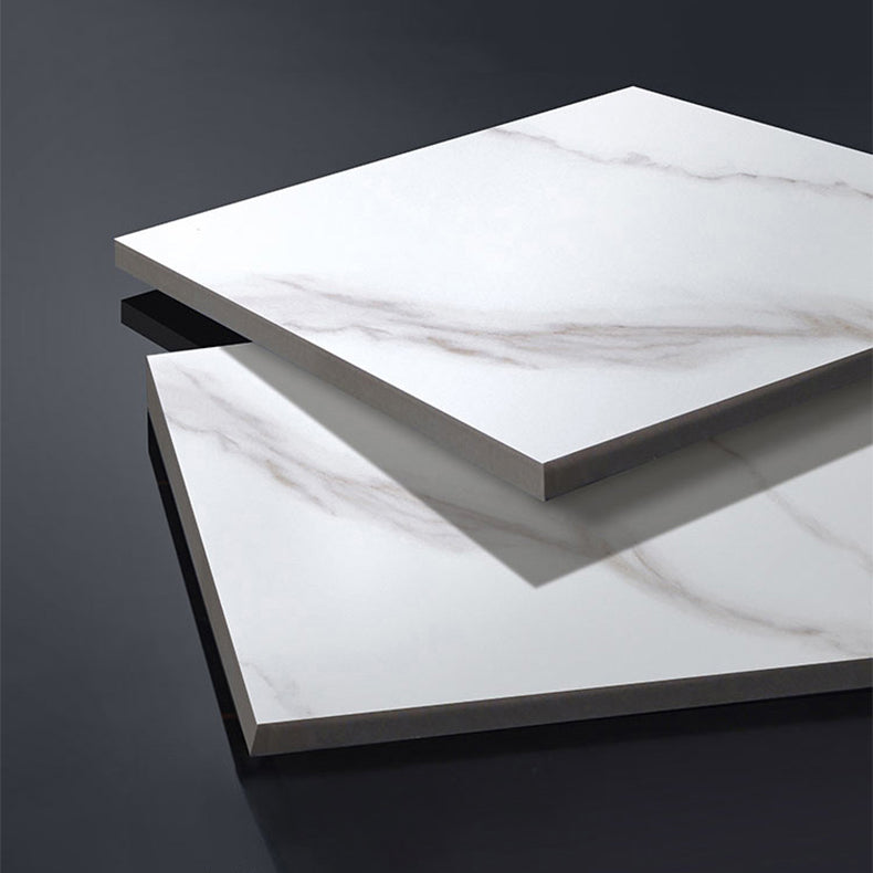 Moderne stijl witte eettafel gesinterde stenen tafel met zwart frame voor eetkamer