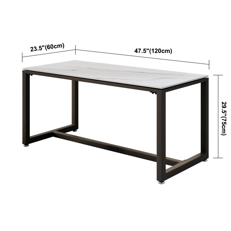 Moderne stijl witte eettafel gesinterde stenen tafel met zwart frame voor eetkamer