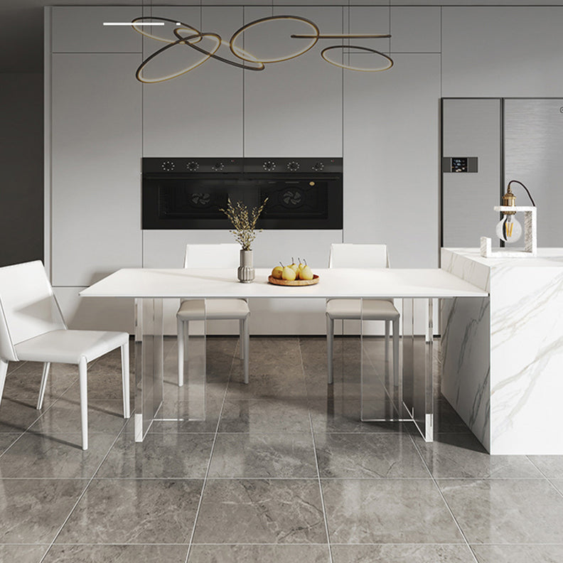 Acrylic Contemporary Rectangular Dining Table Sintered Stone Table with Acrylic base