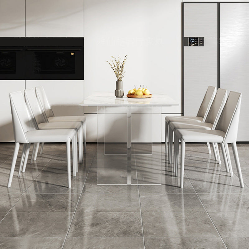 Acrylic Contemporary Rectangular Dining Table Sintered Stone Table with Acrylic base