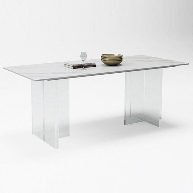Acrylic Contemporary Rectangular Dining Table Sintered Stone Table with Acrylic base