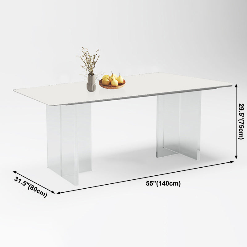 Acrylic Contemporary Rectangular Dining Table Sintered Stone Table with Acrylic base