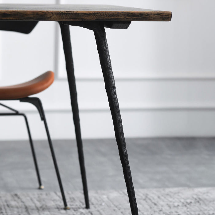 4-foot Oak Solid Wood Industrial Rectangle Dining Table for Dining Room