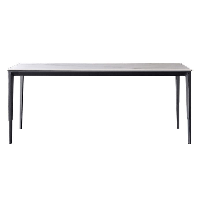 Table à manger en pierre de style industriel Table de forme rectangle avec base de 4 jambes