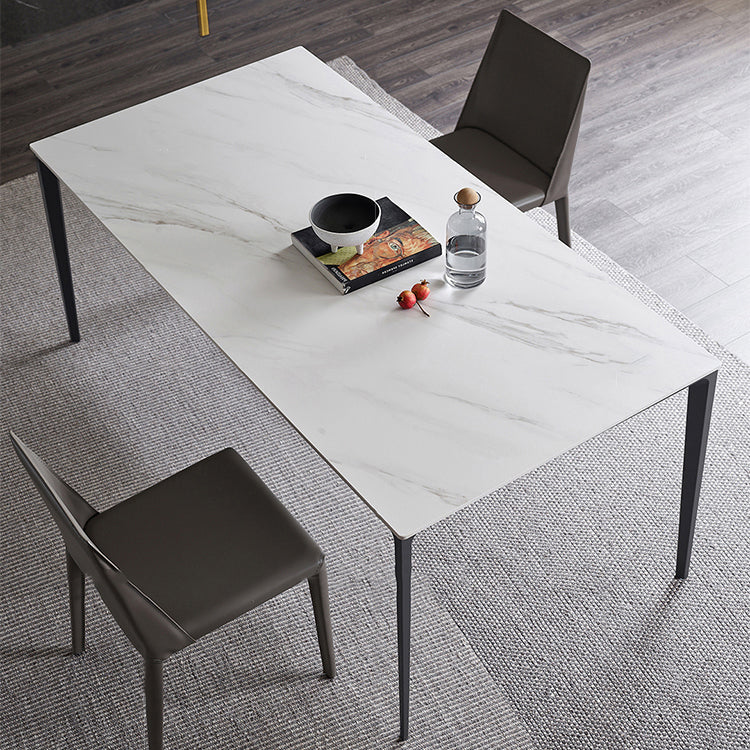 Table à manger en pierre de style industriel Table de forme rectangle avec base de 4 jambes