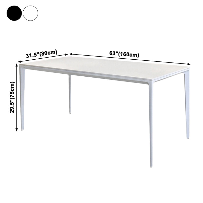 Table à manger en pierre de style industriel Table de forme rectangle avec base de 4 jambes
