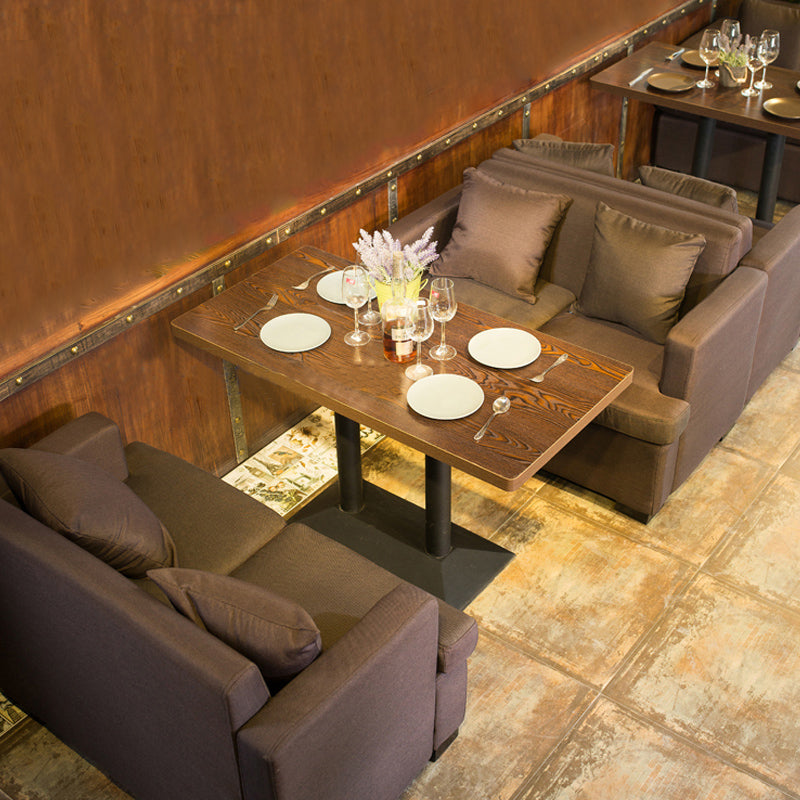 Industrial Wooden Dinner Room Kitchen Table Brown Table with Metal Base for Dining Room