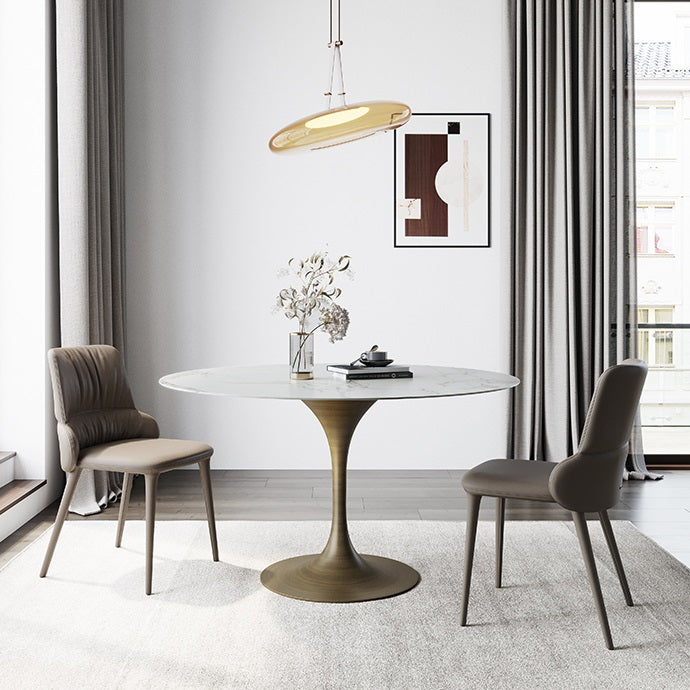 Traditionele luxe tulpenbasismeubels rond steen eettafel voor thuis