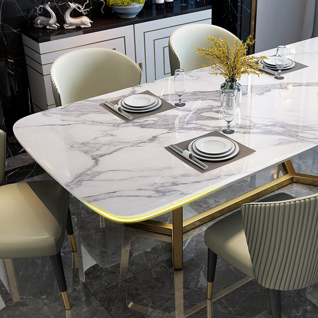 Marmor weißer Ton Esstisch Glamstil Basistisch für Esszimmer