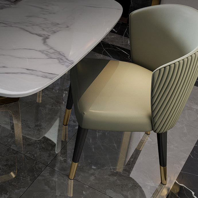 Marmor weißer Ton Esstisch Glamstil Basistisch für Esszimmer