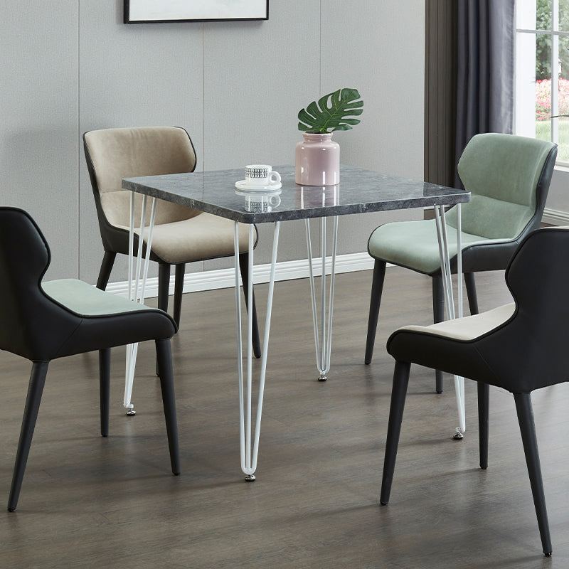 Square Sintered Stone Three-Color Dining Table Industrial 4 Legs Table for Dining Room